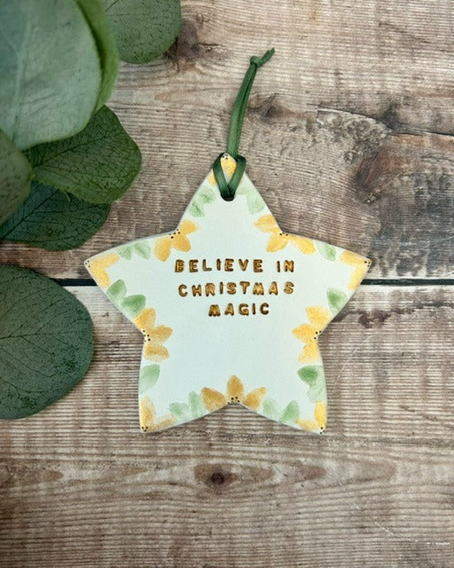 Christmas Magic - Hand-Painted Hanging Star Decoration
