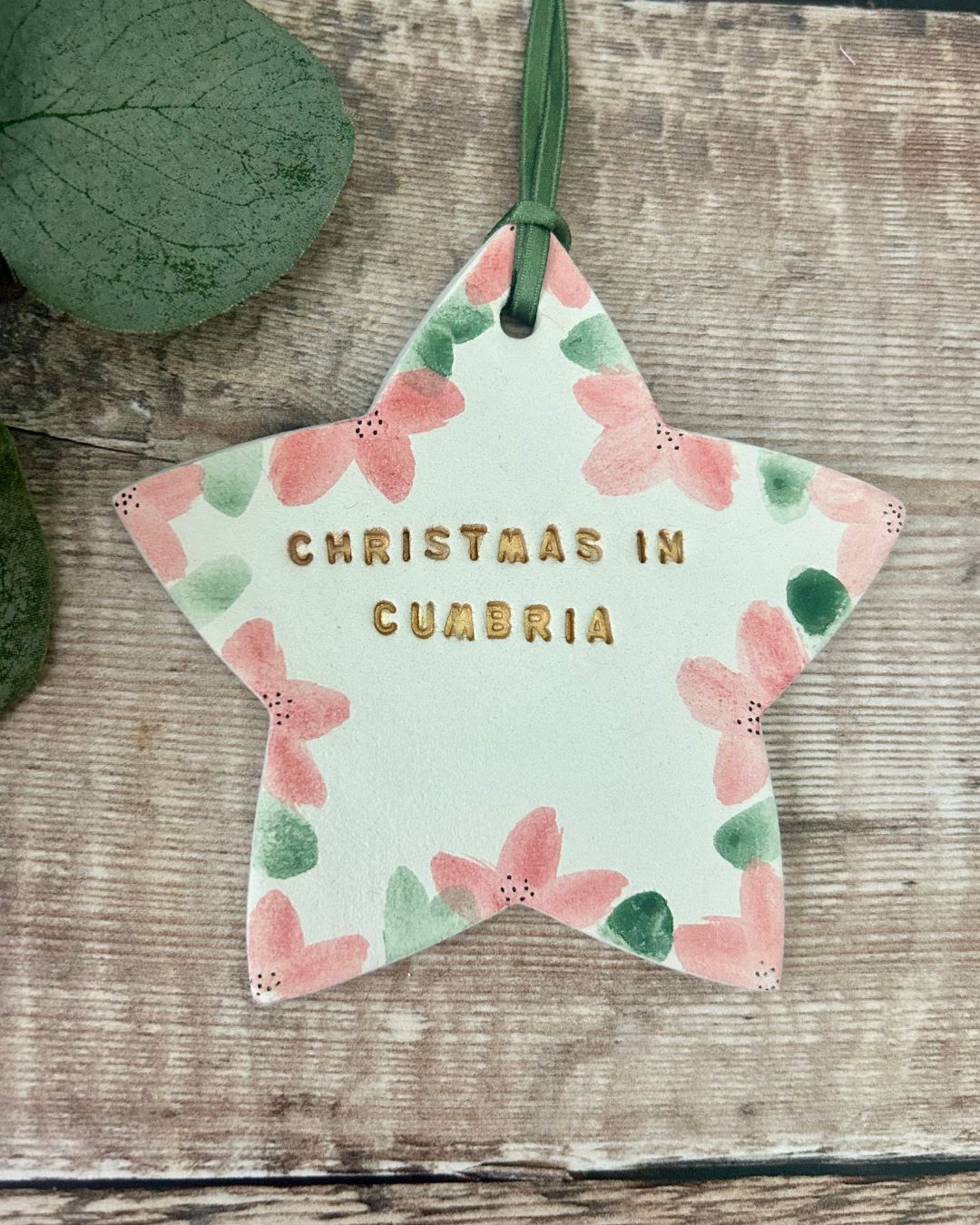 Christmas in Cumbria - Hand-Painted Hanging Star Decoration