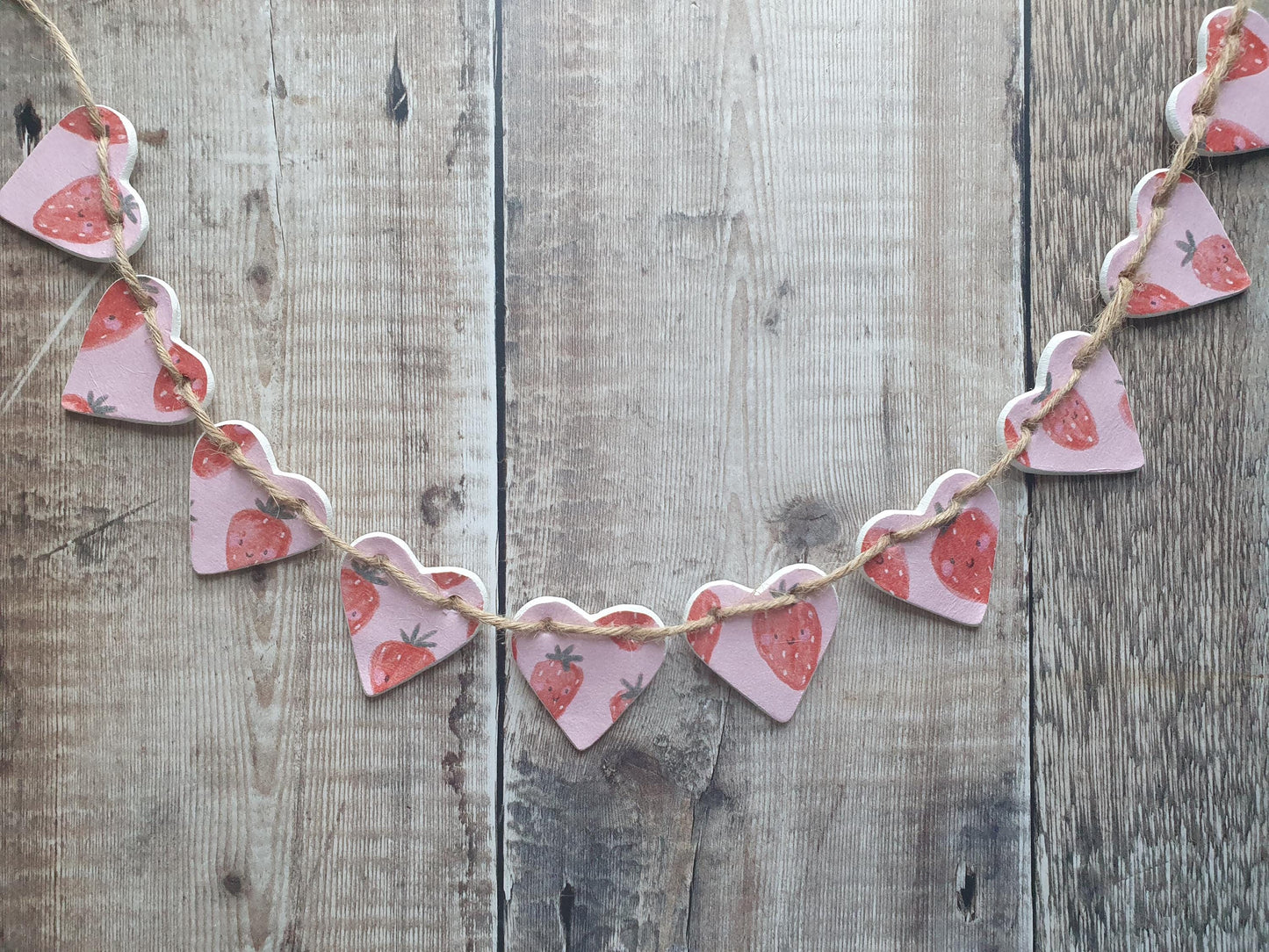 Happy Strawberries Clay Heart Garland