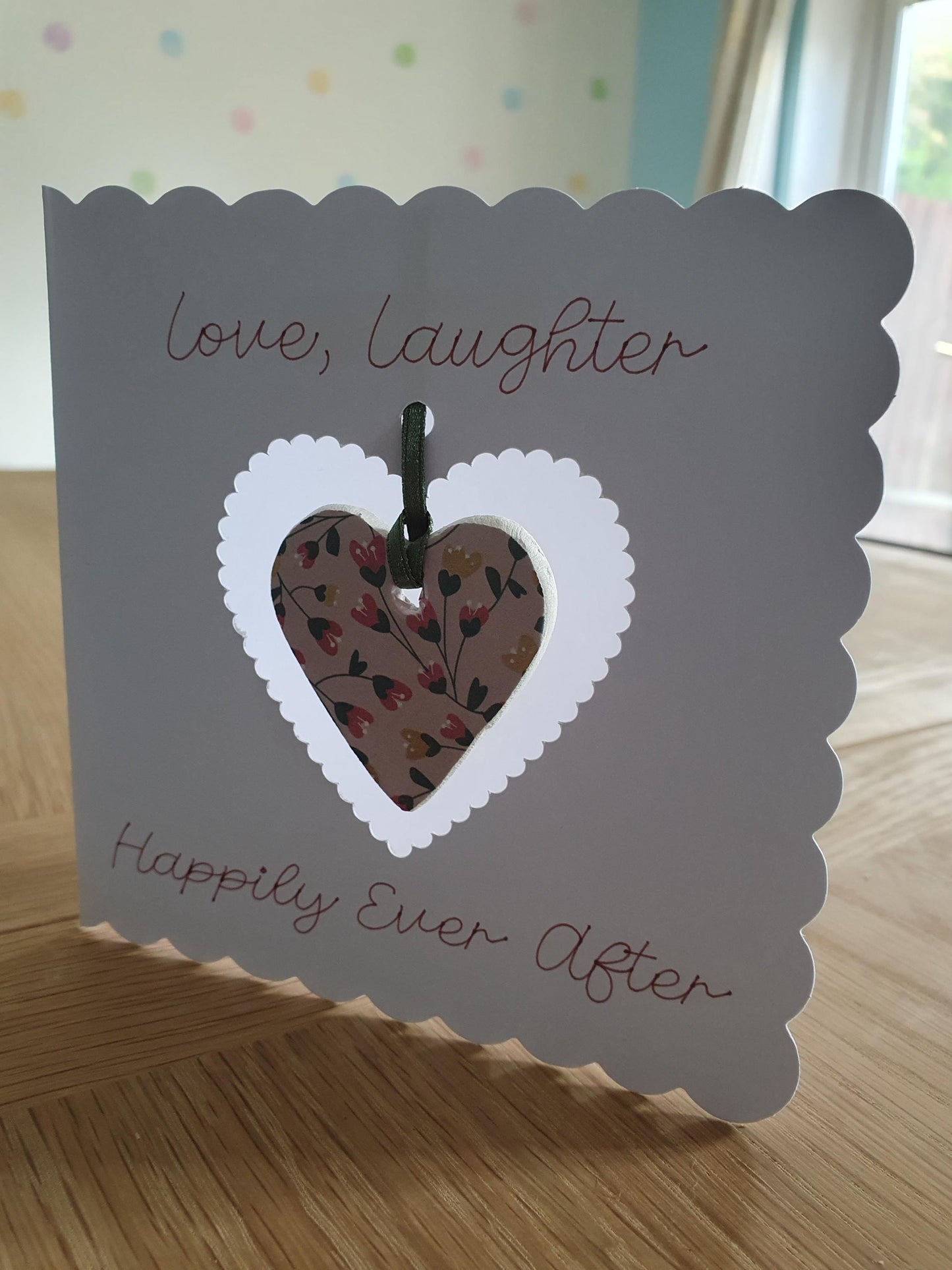 Wedding Keepsake Card with Clay Heart Token, Pocket Hug Card, Handmade Card, Blank Inside, Engagement Card, Anniversary Card