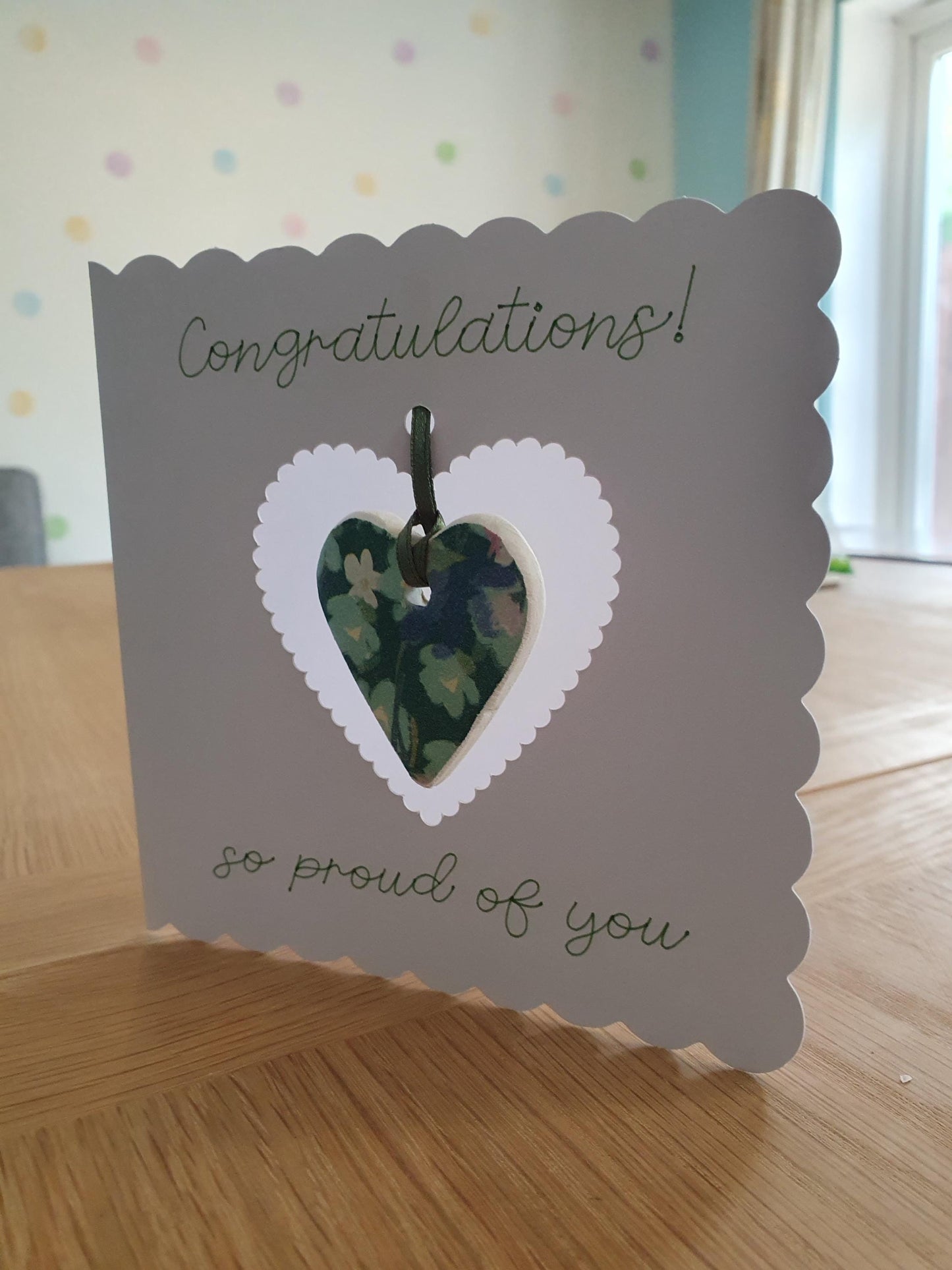 Congratulations Keepsake Card with Clay Heart Token, Pocket Hug Card, Handmade Card, Blank Inside, Congratulations Card, Proud of You