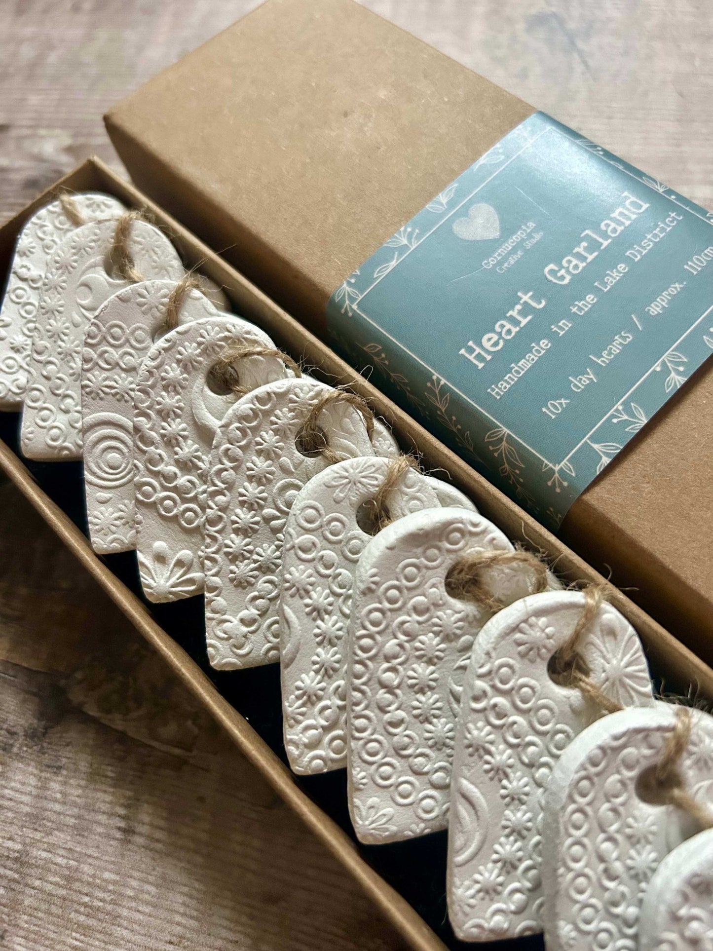 Handmade Paisley Clay Heart Garland