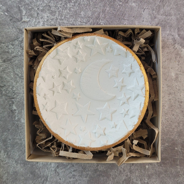 Celestial Trinket Dish with Gold Edging and Gift Bag
