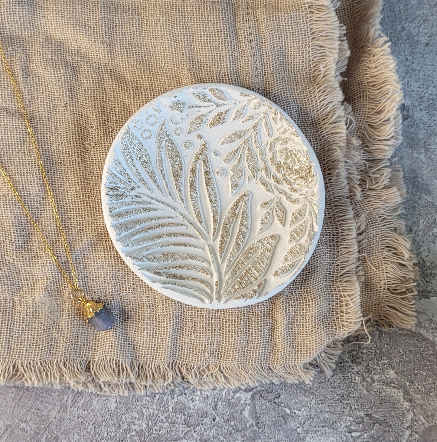 Gold Glitter Wild Botanical Trinket Dish