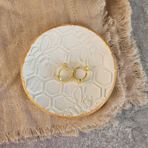 Honey Bee Jewellery & Trinket Dish with Gold Edge and Gift Bag
