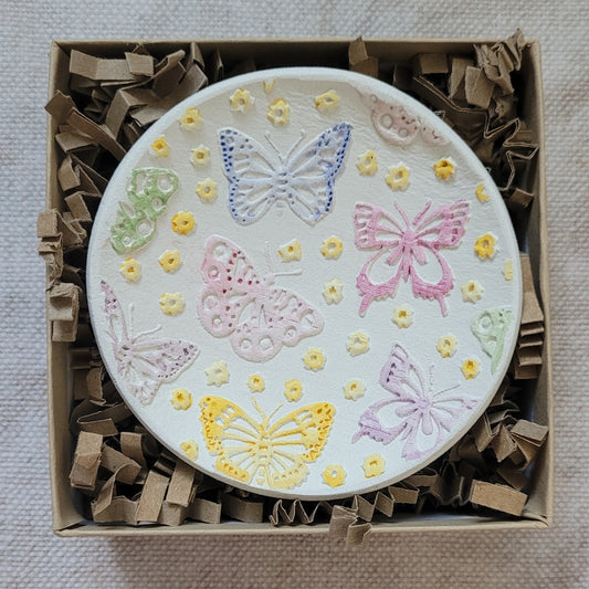 Hand Painted Rainbow Butterfly Trinket Dish