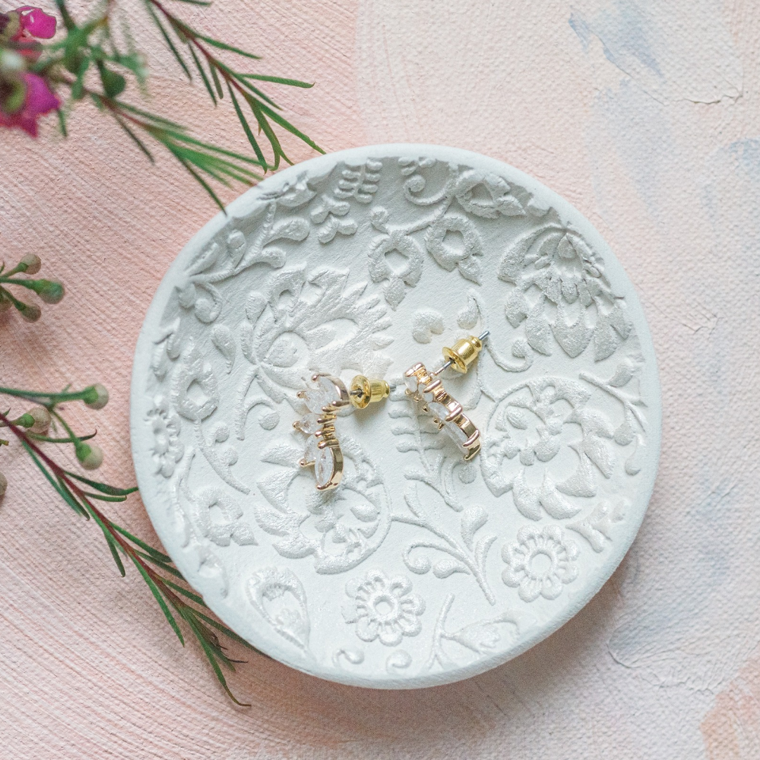 Folksy Floral Trinket Dish