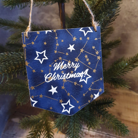 Merry Christmas Small Wooden Penant Flag