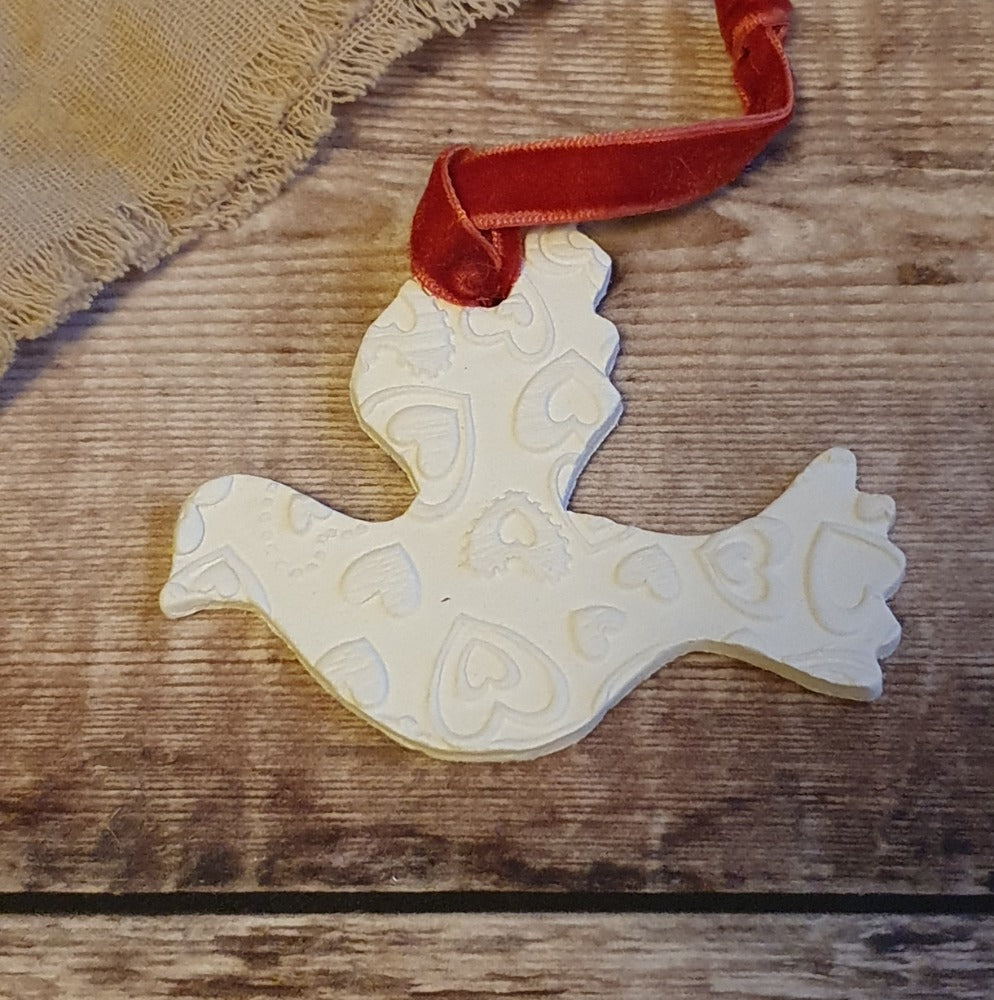 Hanging Clay Dove Decoration