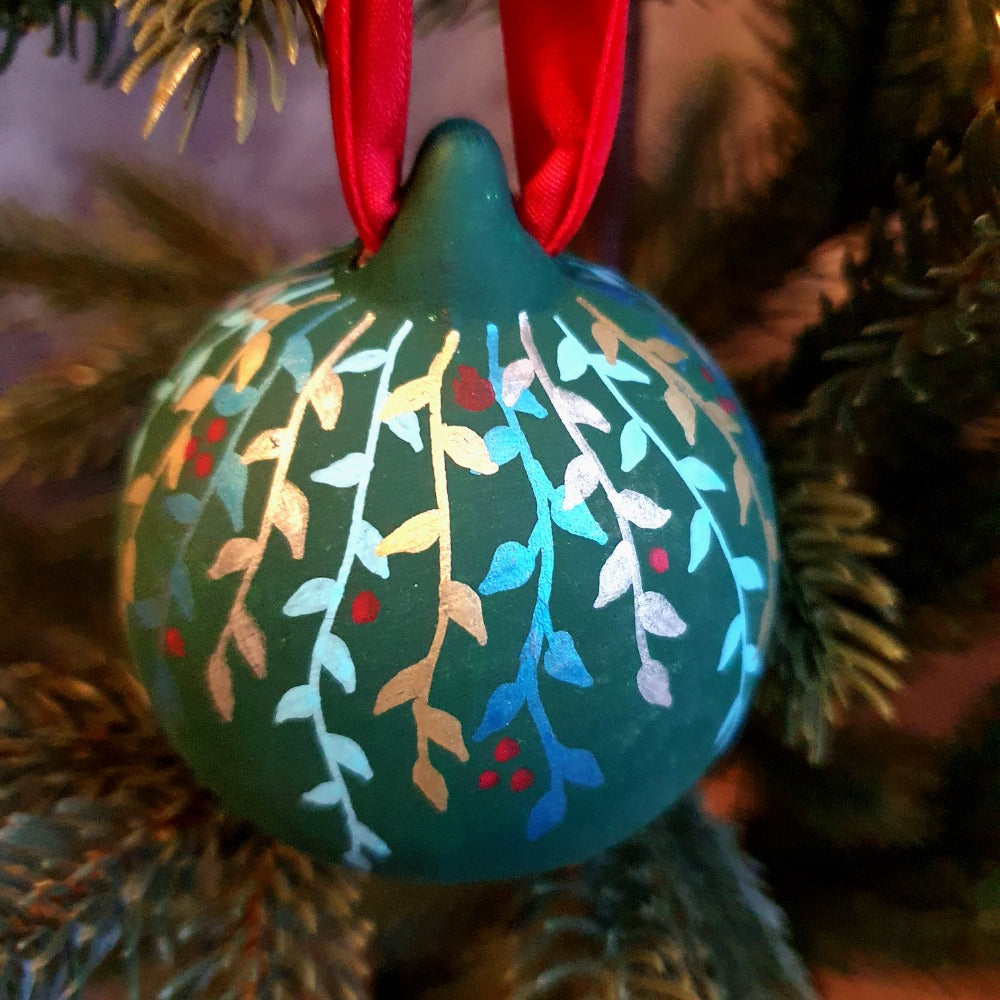 Hand-Painted White or Green Ceramic bauble