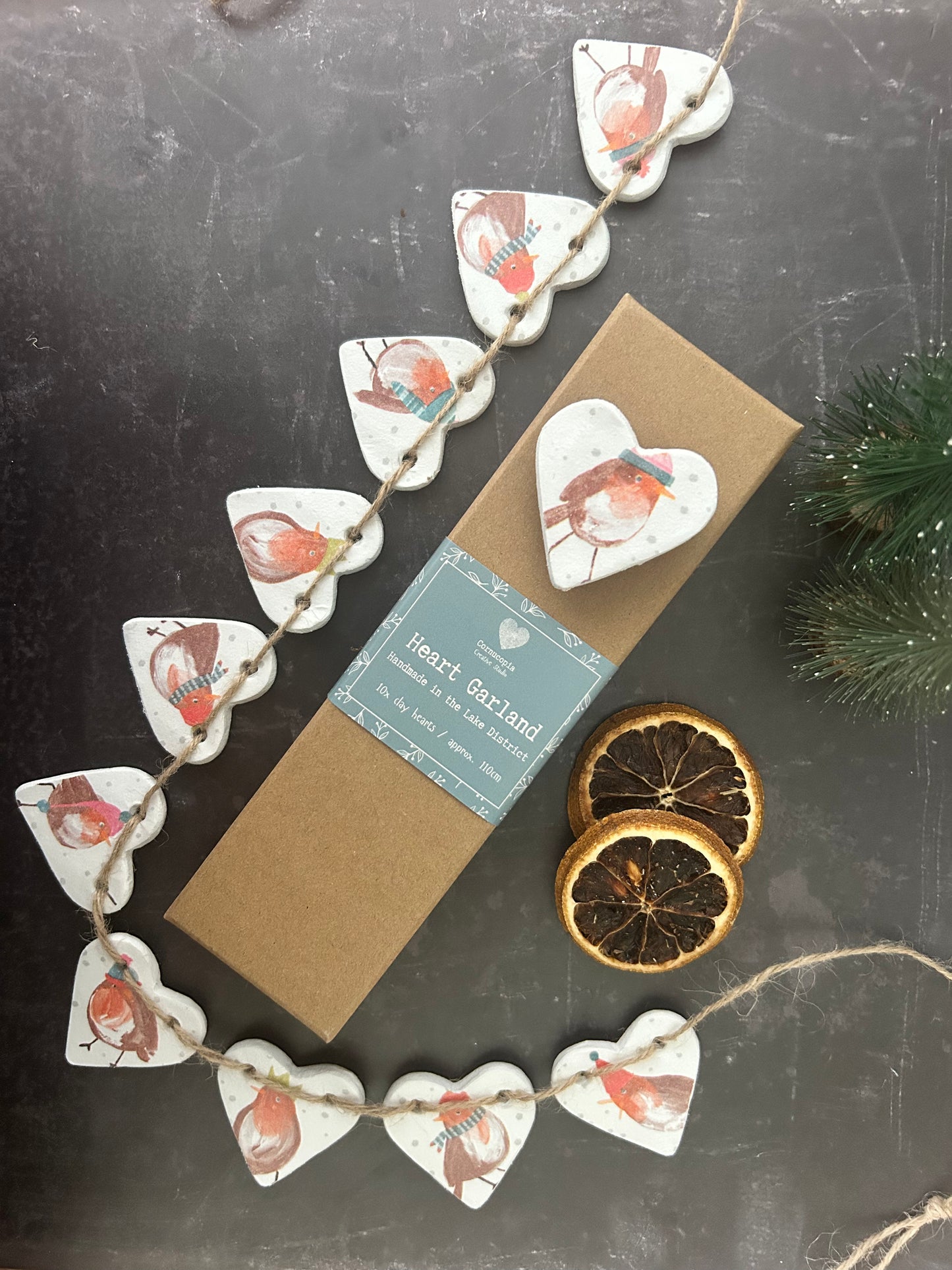 Robins Clay Heart Garland