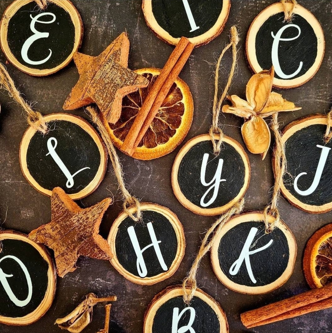 Log Slice Alphabet Decoration