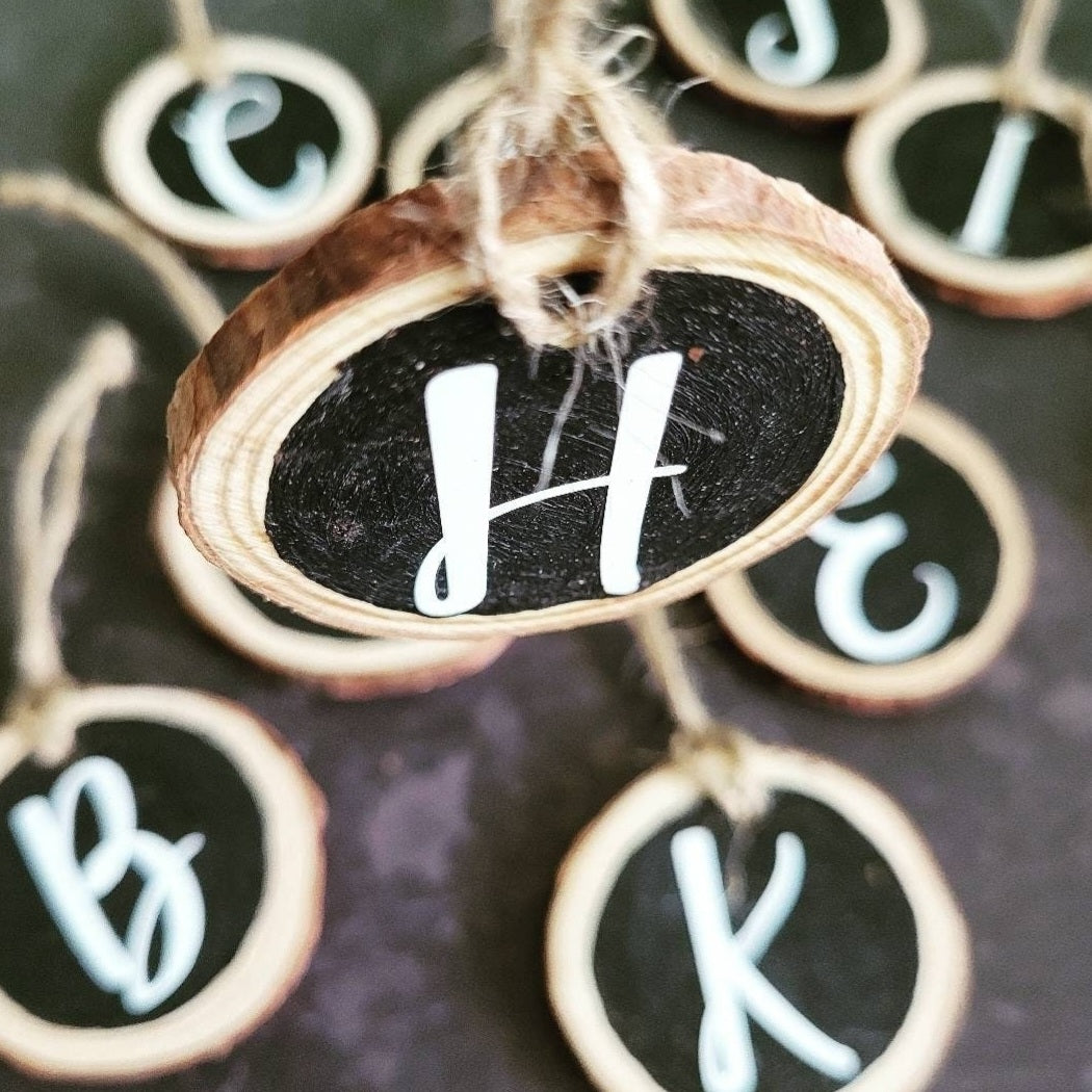 Log Slice Alphabet Decoration