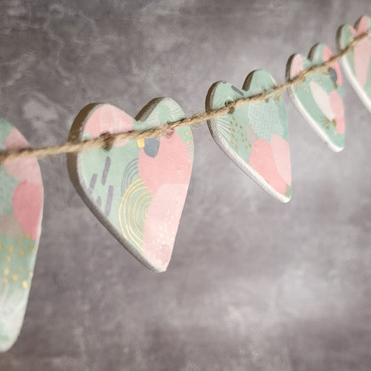 Abstract Clay Hearts Garland