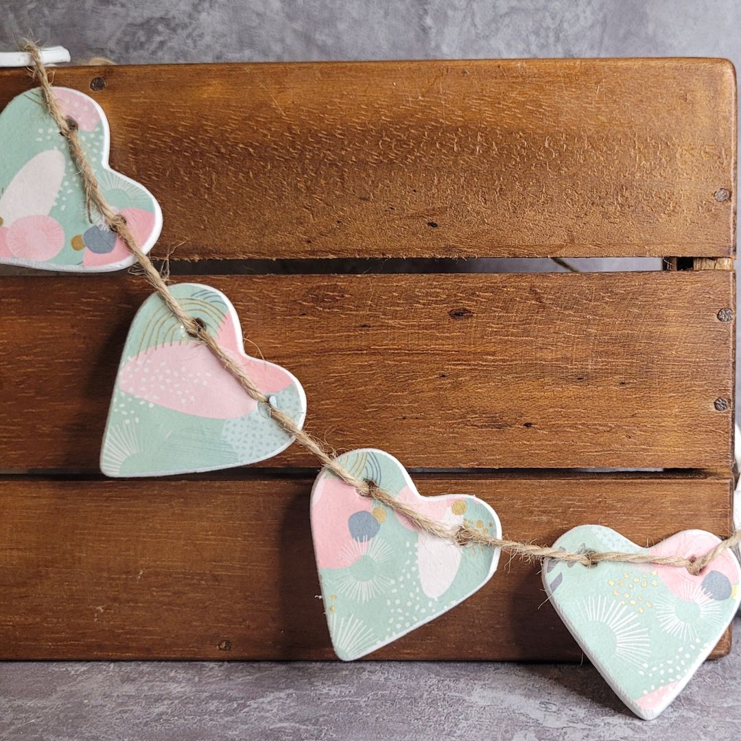 Abstract Clay Hearts Garland