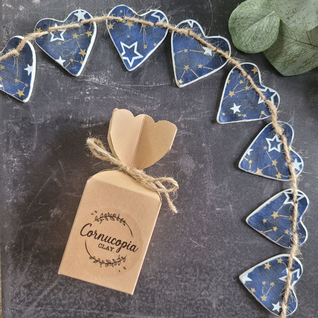 Celestial Clay Heart Garland