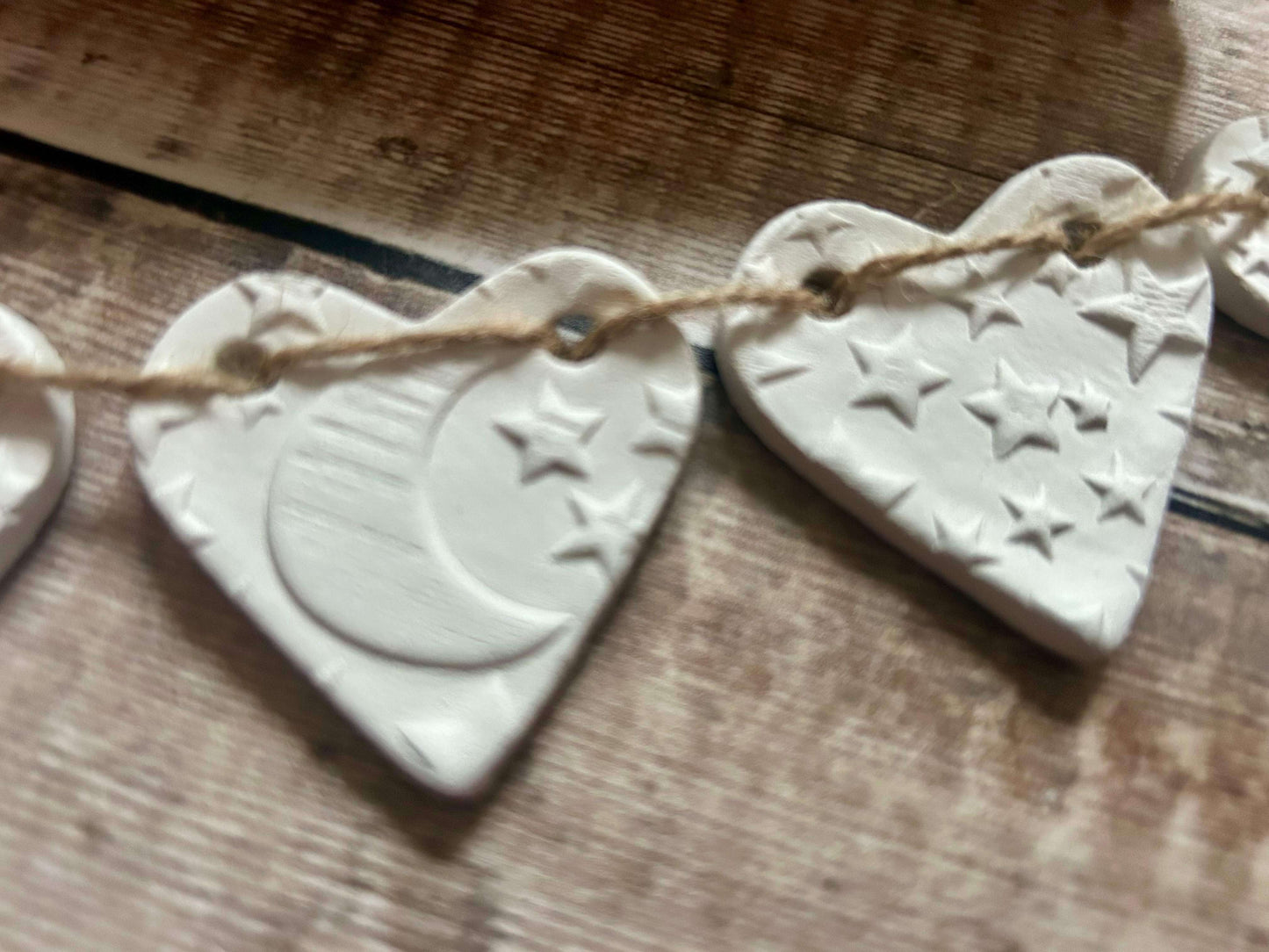Handmade Celestial Clay Heart Garland