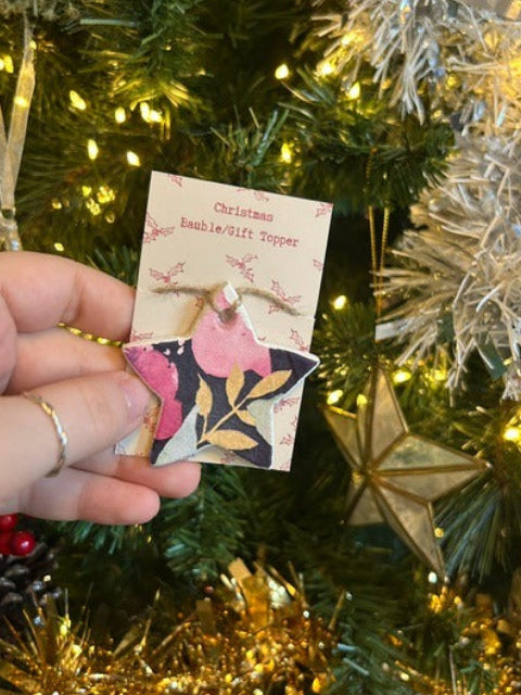 Decoupaged Star Christmas Decoration / Gift Topper