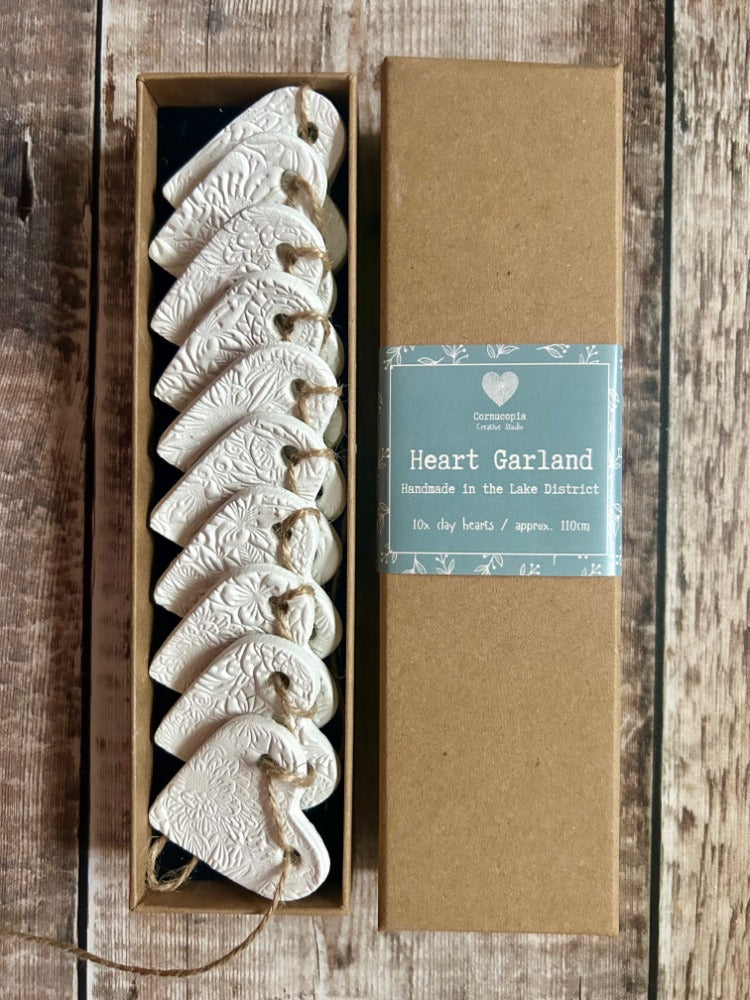 Handmade Floral Clay Heart Garland
