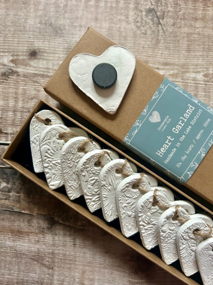 Handmade Floral Clay Heart Garland