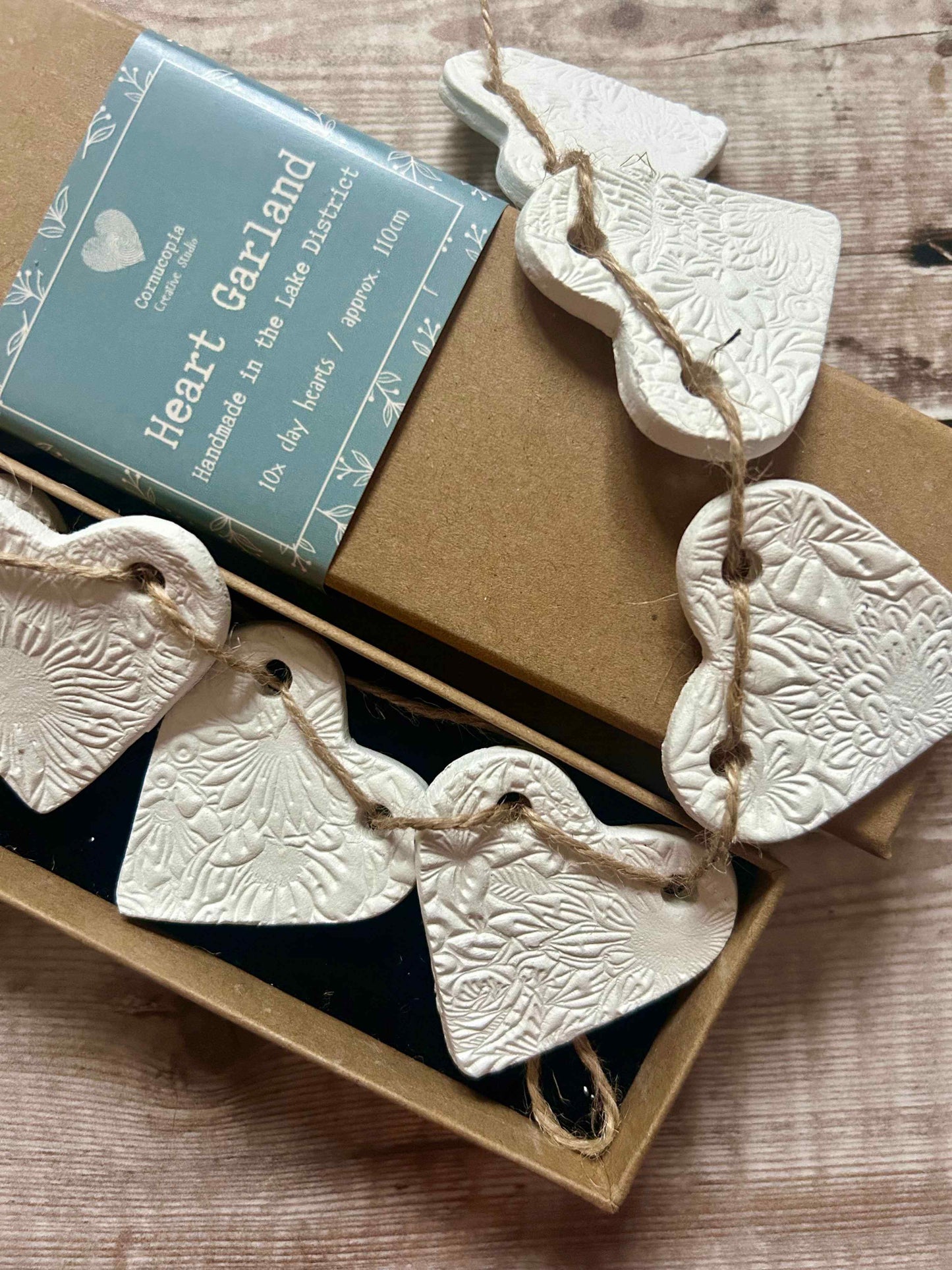 Handmade Floral Clay Heart Garland