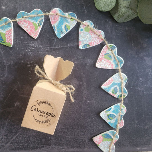 Hydrangea Clay Heart Garland