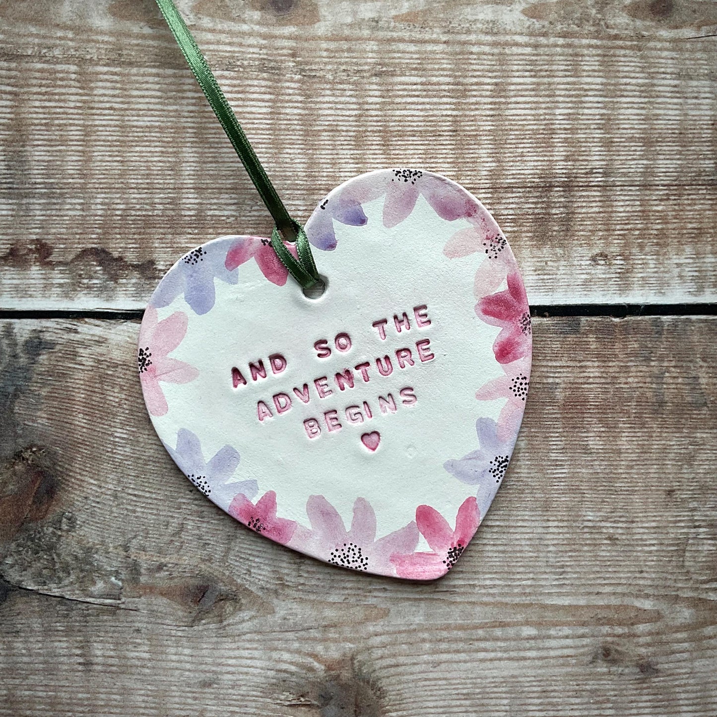 PERSONALISED Sentimental Heart Gift, Custom Colour Hand Painted Floral Heart, Hanging Heart, Birthday Gift, Wedding Gift Thank You, Get Well