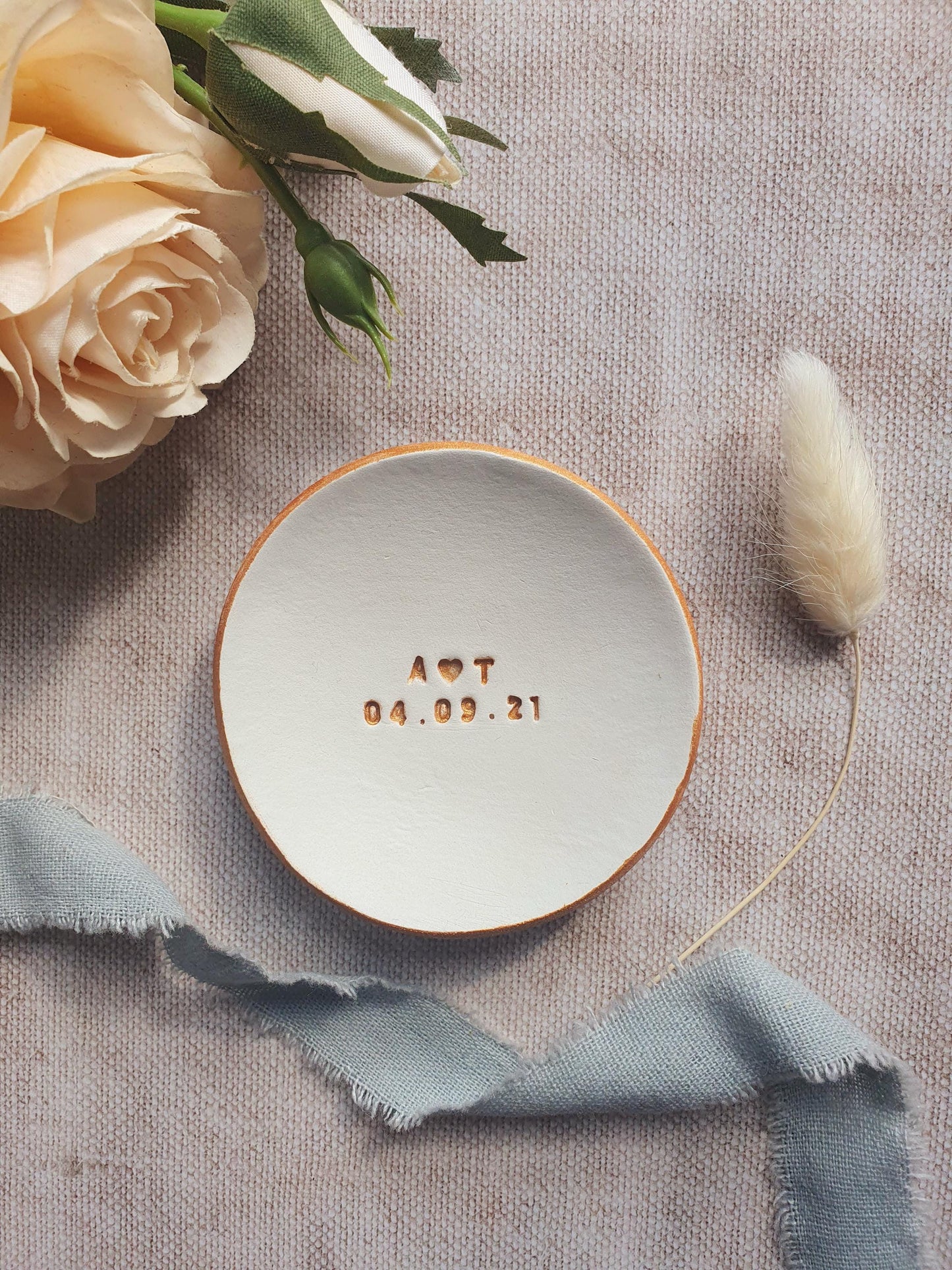 Wedding Ring Dish, Engagement Present, Personalised Wedding Gift, Engagement Ring Storage, Clay Trinket Dish, Trinket Tray, Anniversary Gift
