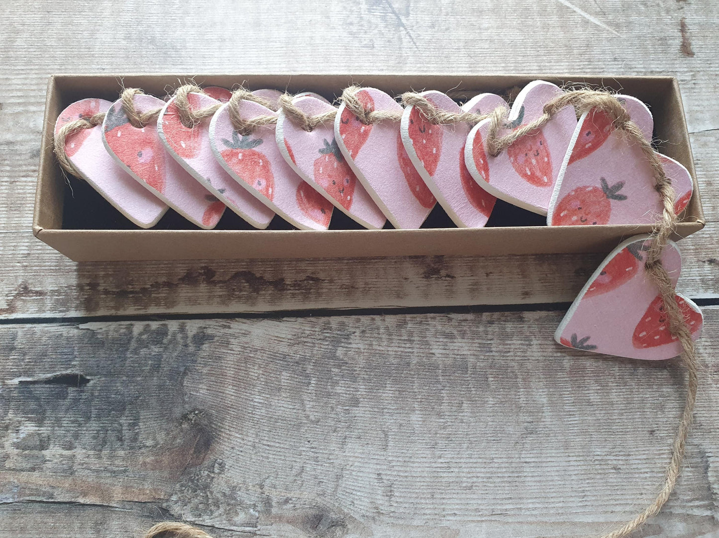Happy Strawberries Clay Heart Garland