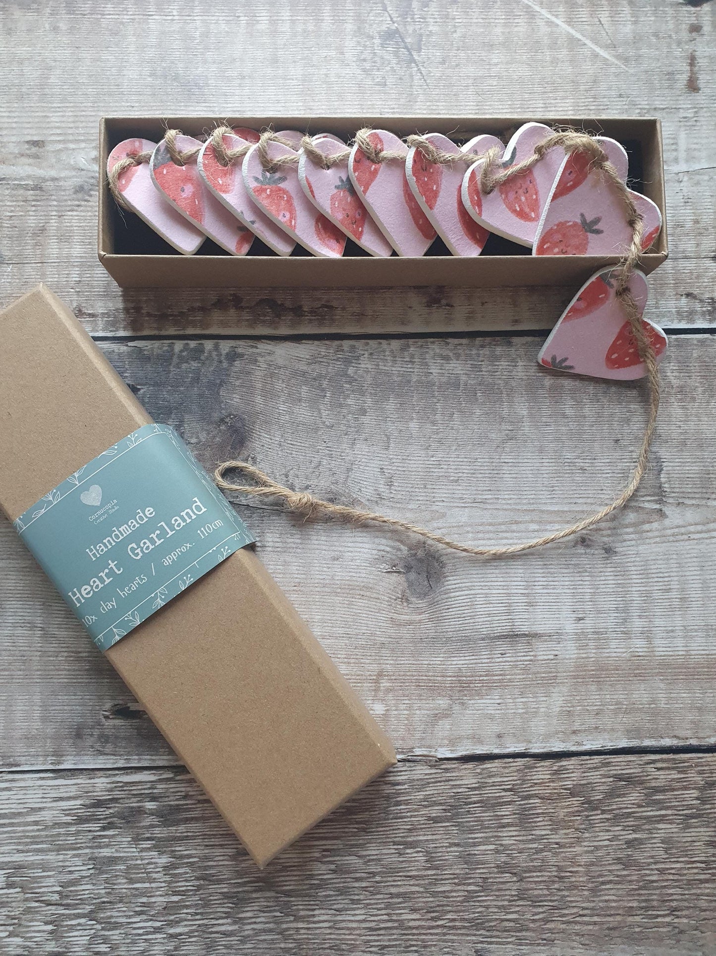 Happy Strawberries Clay Heart Garland