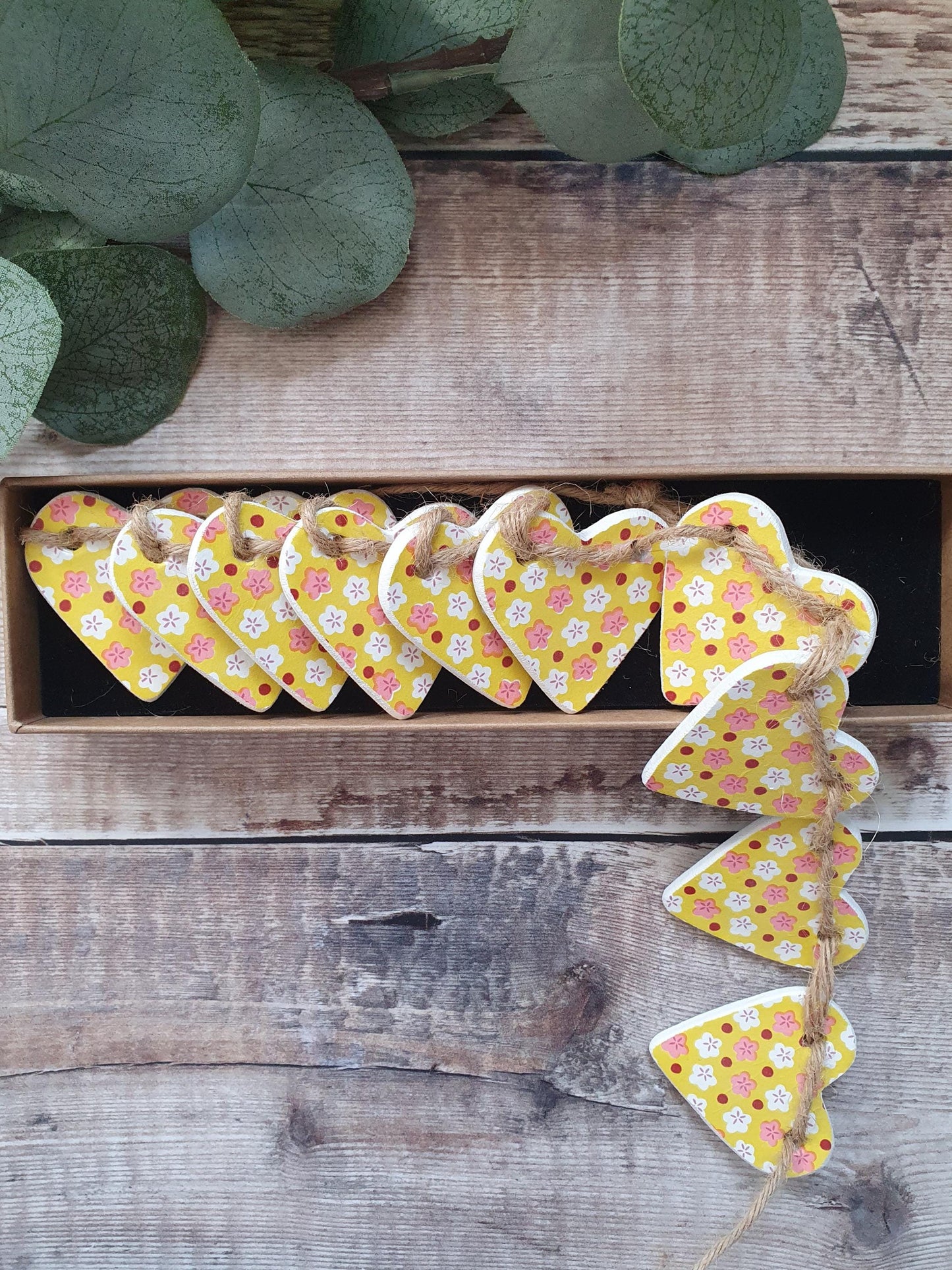 Yellow and Pink Flowers Clay Heart Garland, Summer Home Decor, Maximalist Home Accessory Girls Bedroom Decor, Housewarming New Gift Bunting,