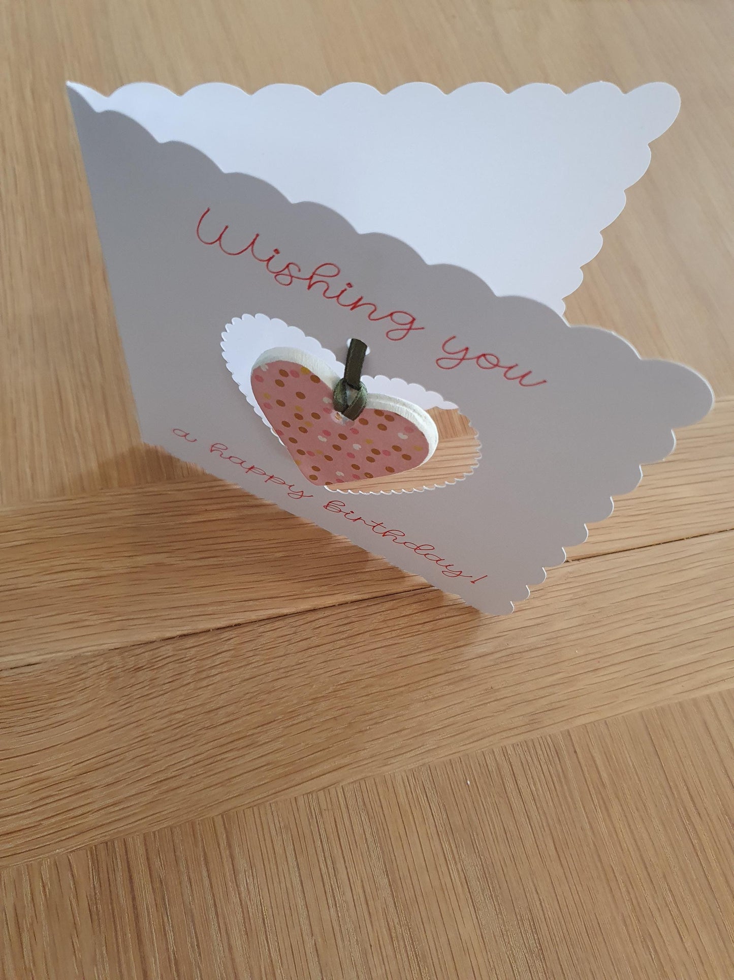 Handmade Birthday Card with Removable Clay Heart Keepsake Token - Send Love and Warm Wishes with a Pocket Hug
