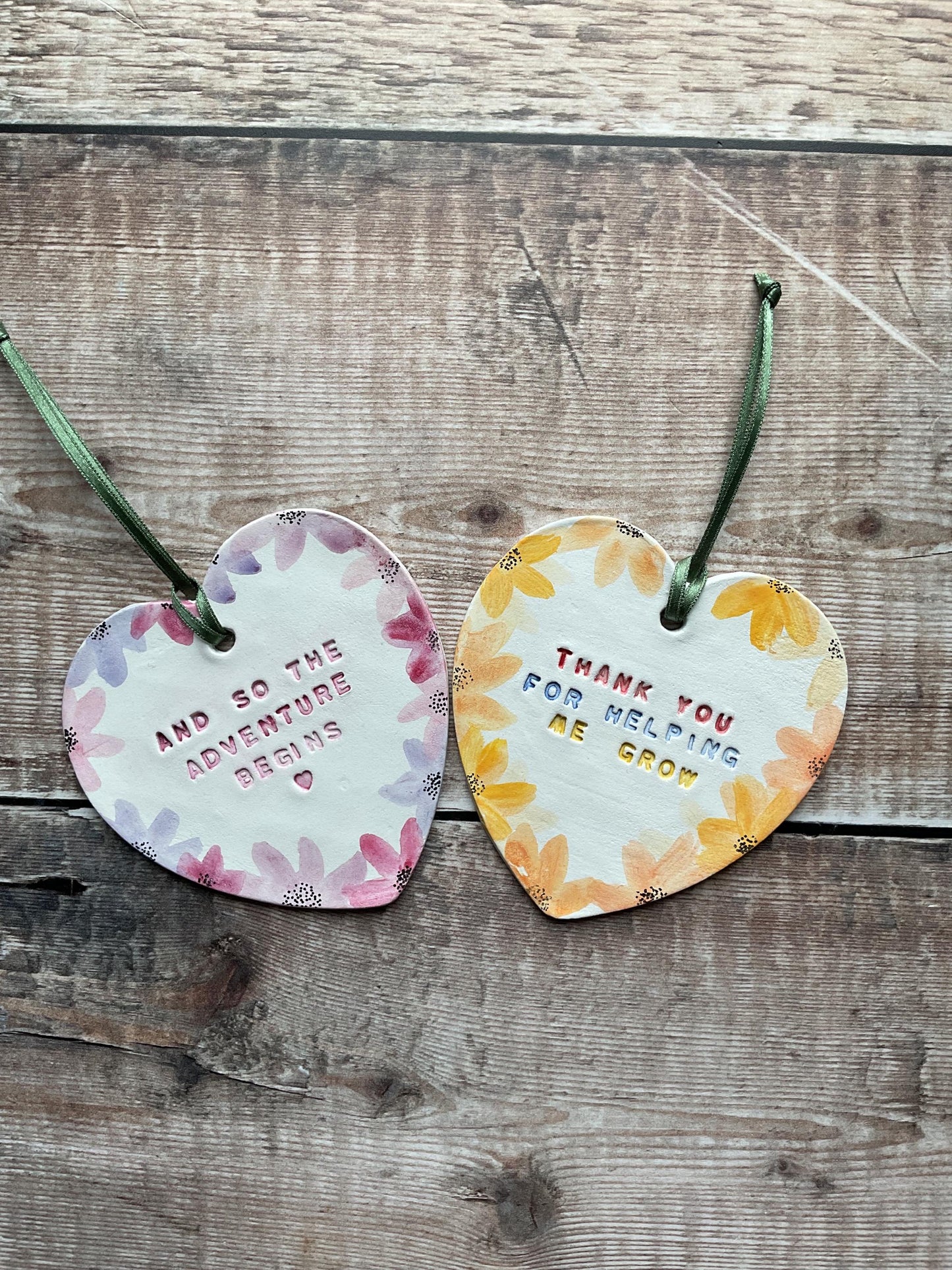 PERSONALISED Sentimental Heart Gift, Custom Colour Hand Painted Floral Heart, Hanging Heart, Birthday Gift, Wedding Gift Thank You, Get Well