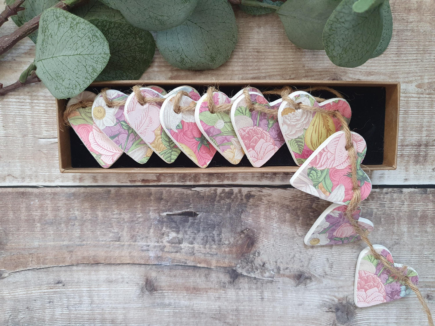 Tapestry Clay Heart Garland, Pastel Floral Garland, Maximalist Home Decor, Girls Bedroom or Nursery Decor, Housewarming New Gift Bunting,