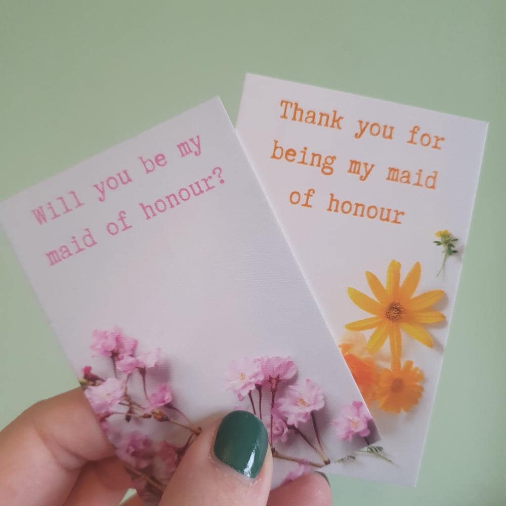 Maid of Honour Thank You Token Gift - Pocket Token - White & Gold Clay Heart - Thank You For Being My Maid of Honour - Bridesmaid Keepsake