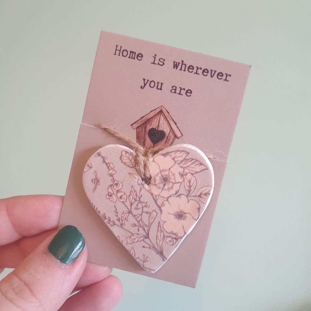 Home is wherever you are, Clay Heart Keepsake, Pocket Token Gift, Moving Gift, New house New Home Gift Magnet or Hanging Heart Decoration