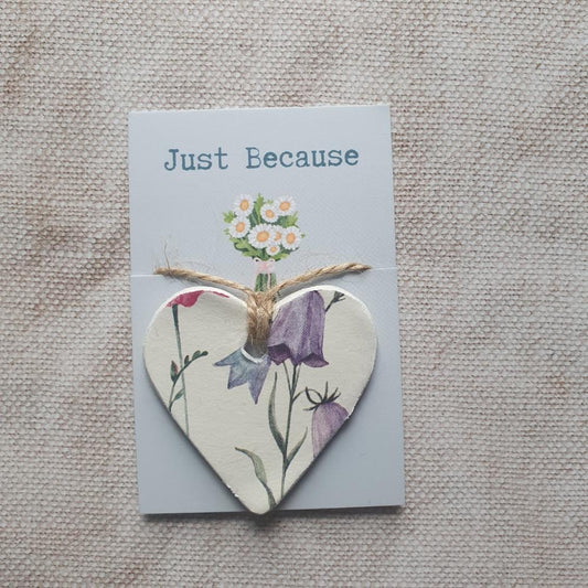 Just Because Gift, Clay Heart Keepsake Decoration - Thinking Of You - Pocket Token - Pick-Me-Up - Sentiment Gift