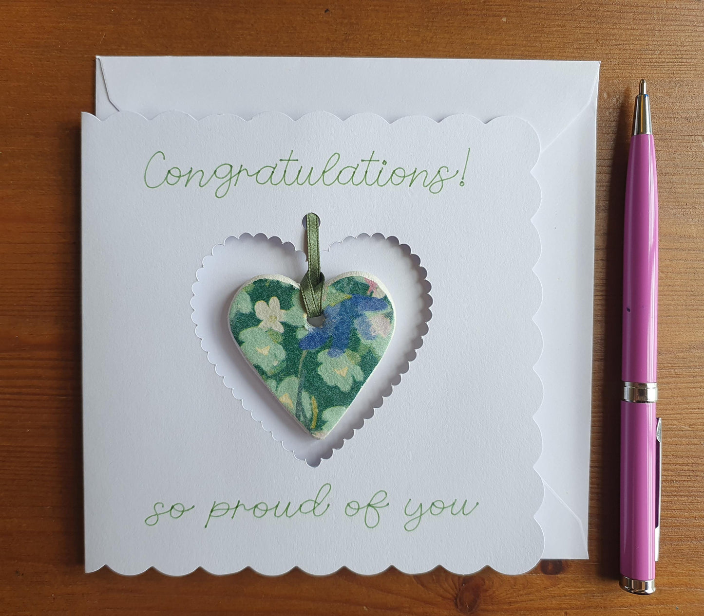 Congratulations Keepsake Card with Clay Heart Token, Pocket Hug Card, Handmade Card, Blank Inside, Congratulations Card, Proud of You