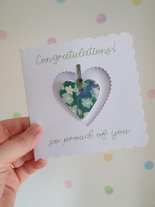 Congratulations Keepsake Card with Clay Heart Token, Pocket Hug Card, Handmade Card, Blank Inside, Congratulations Card, Proud of You