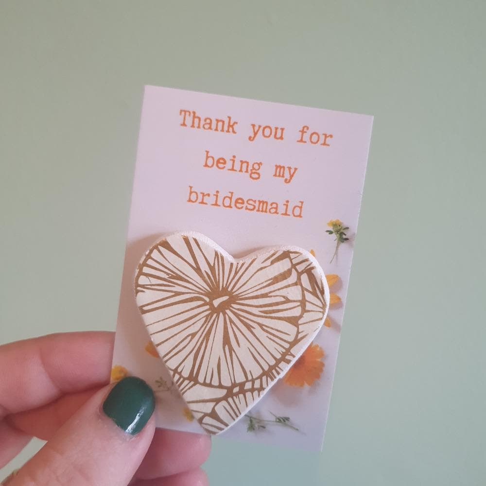 Bridesmaid Thank You Token Gift - Pocket Token - Pink Clay Heart - Thank You For Being My Bridesmaid - Bridesmaid Keepsake