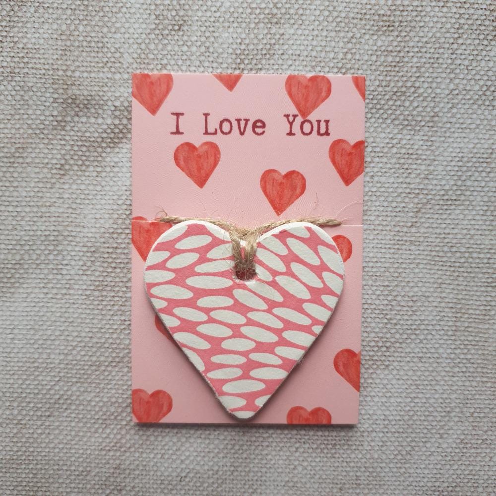 I Love You Clay Heart - Valentines Day, Anniversary, Just Because Gift - Sentimental Gift - Pocket Token - Wallet Token - Postage Gift