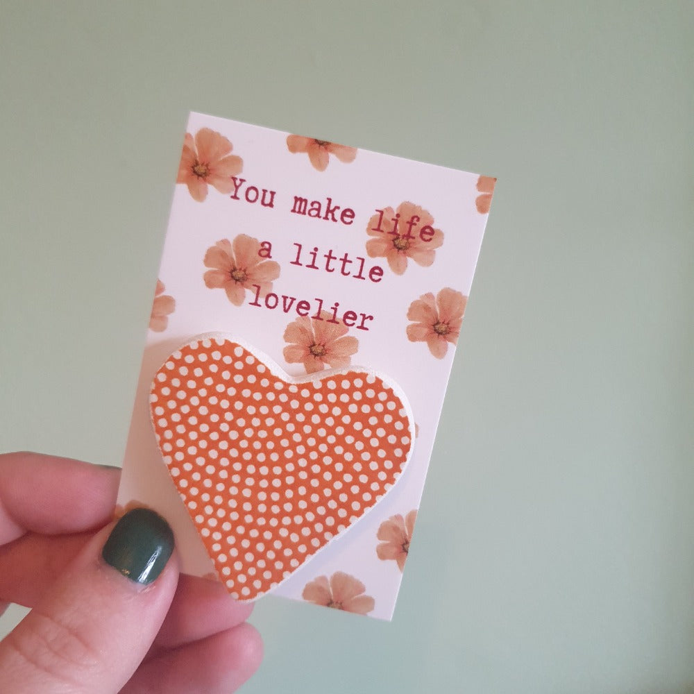 You Make Life A Little Lovelier Sentiment Heart Hug Pocket Token