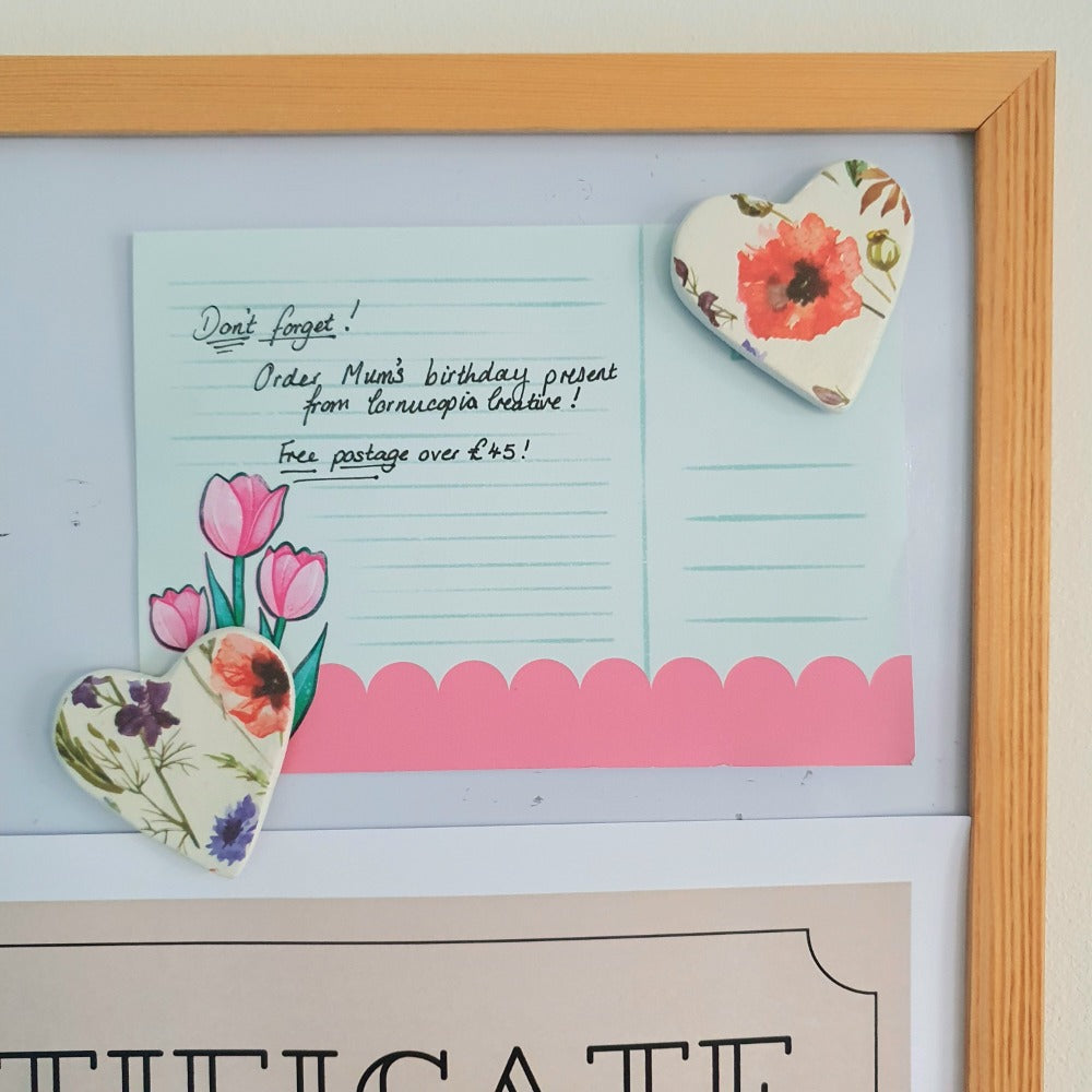 Poppies & Wildflowers Clay Heart (Hanging or Magnet)